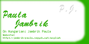 paula jambrik business card